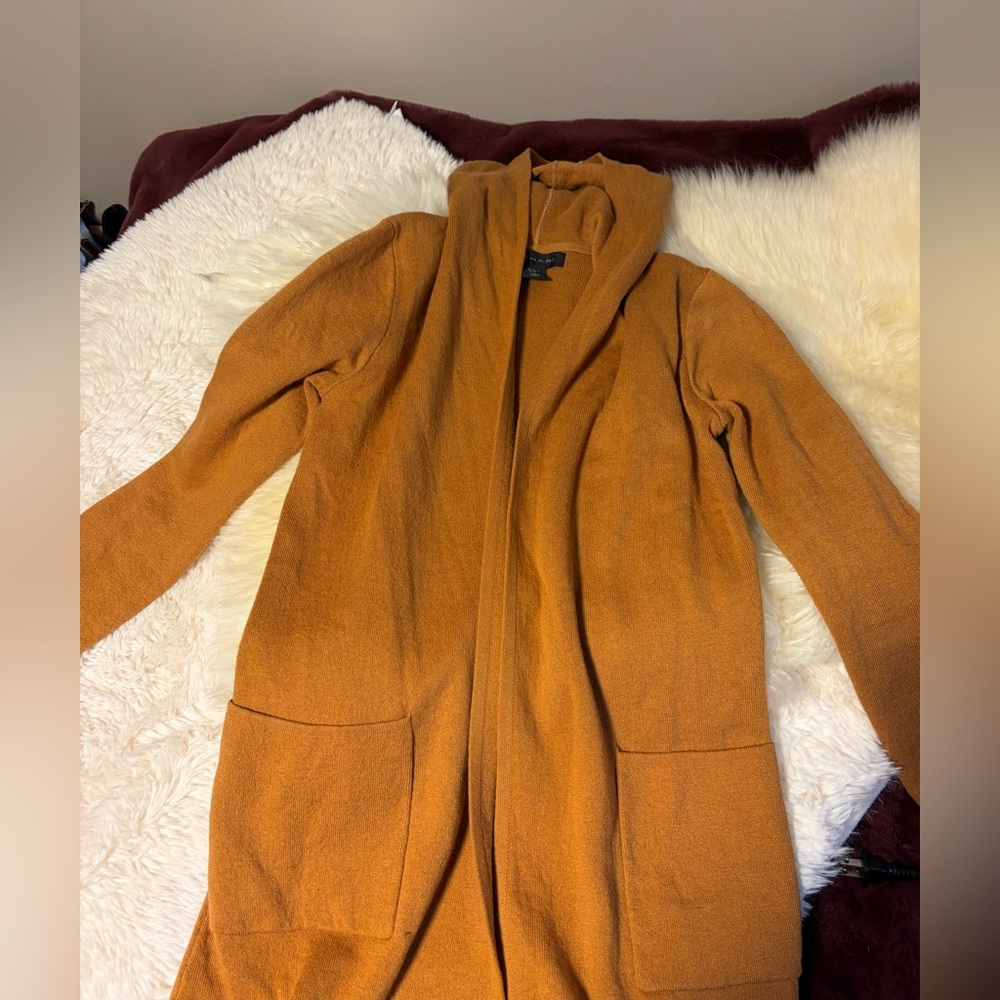 Tahari Hooded Open-Front Cardigan Sweater - Rust